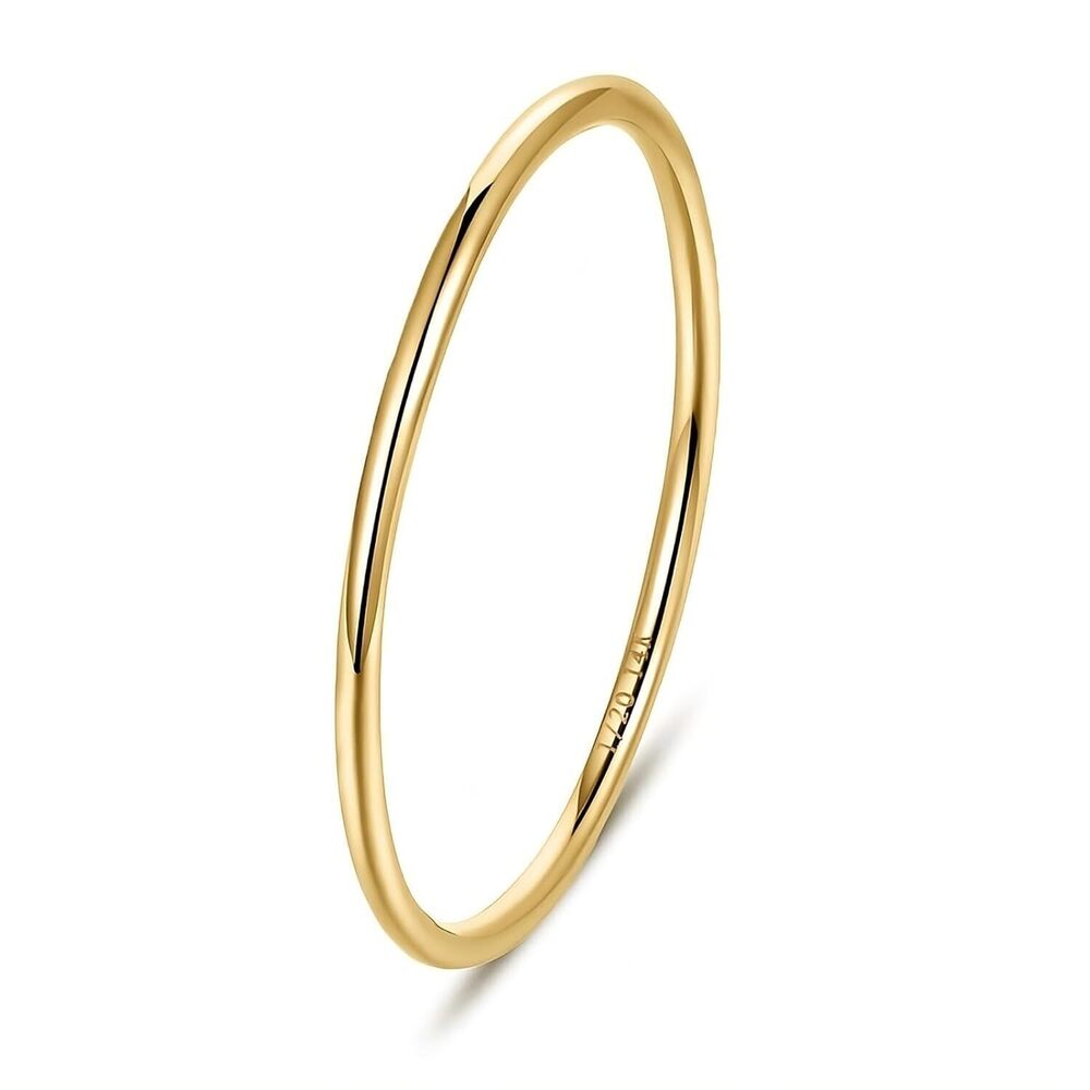 1mm 14K Gold Filled Rings for Women, Non Tarnish Stacking Band 1P-9